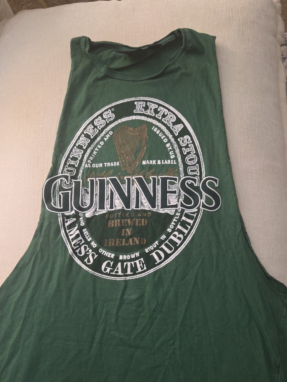 Guinness Green Tank with White and Gold Logo